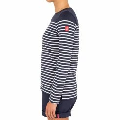 Tribord Sailing Long-sleeved Sailor's T-shirt 100 Blue White