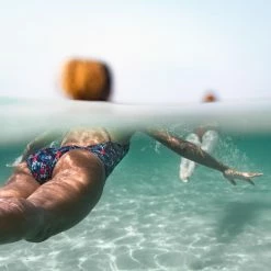 Nabaiji Swimming One-Piece Swimsuit Lila Line Red