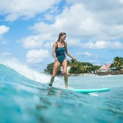 Surfing Decathlon Olaian 100 Foam Soft Surfboard 7'5 80L Concave W/ Handle, Leash & Soft Edge Fins