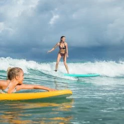 Surfing Decathlon Olaian 100 Foam Soft Surfboard 7'5 80L Concave W/ Handle, Leash & Soft Edge Fins