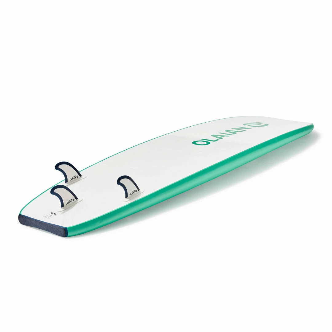 Surfing Decathlon Olaian 100 Foam Soft Surfboard 7'5 80L Concave W/ Handle, Leash & Soft Edge Fins