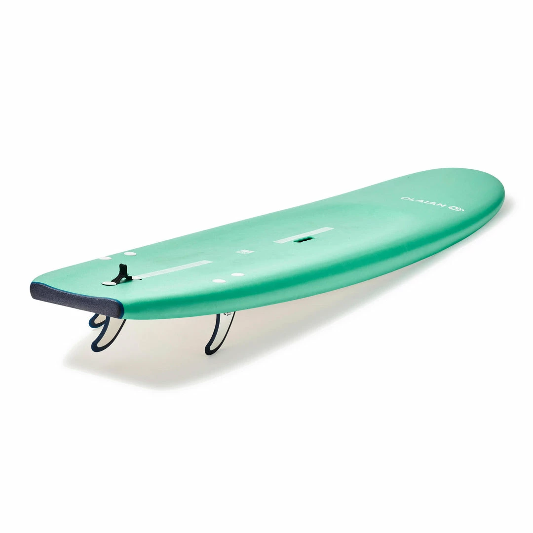 Surfing Decathlon Olaian 100 Foam Soft Surfboard 7'5 80L Concave W/ Handle, Leash & Soft Edge Fins