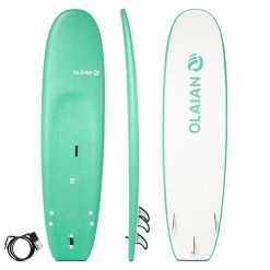 Surfing Decathlon Olaian 100 Foam Soft Surfboard 7'5 80L Concave W/ Handle, Leash & Soft Edge Fins