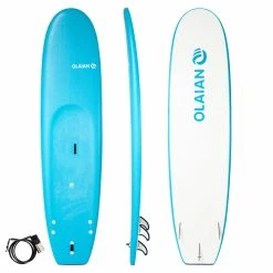 Surfing Decathlon Olaian 100 Foam Soft Surfboard 8'2 100L Concave W/ Handle Leash & Soft Edge Fins