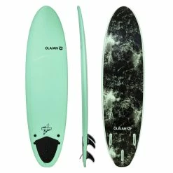 Olaian Surfing 900 Foam Surfboard 7' 60L Curved Dual Stringer W/ Traction Pad & Fins