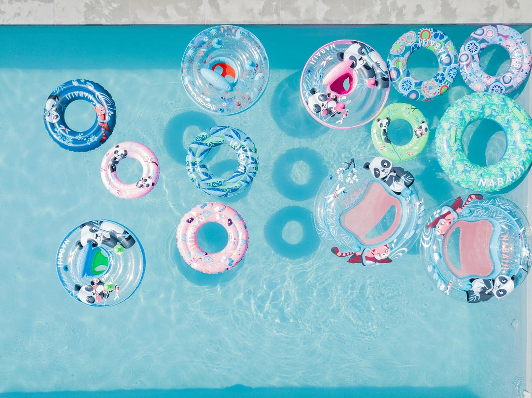 Nabaiji Swimming Kids' Inflatable Swim Ring 3-6 Years 51 Cm Beige SAVANNAH Print