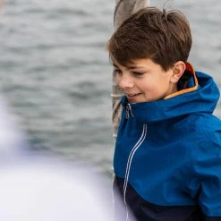 Tribord Kid's Sailing Waterproof Jacket - Wet-weather Jacket SAILING 100 Mint White