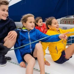 Tribord Kid's Sailing Waterproof Jacket - Wet-weather Jacket SAILING 100 Mint White