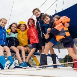 Tribord Kid's Sailing Waterproof Jacket - Wet-weather Jacket SAILING 100 Mint White