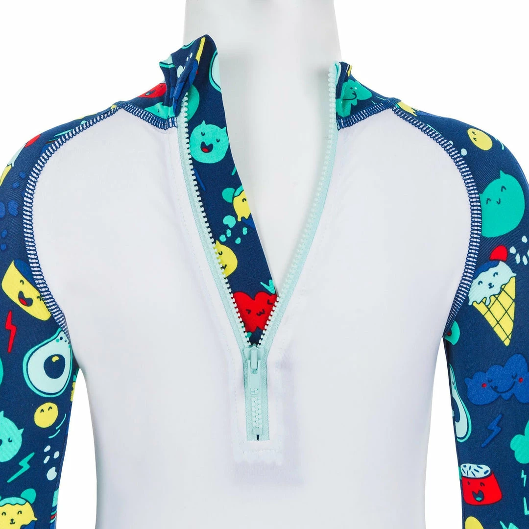 Nabaiji Kids' Swimsuit Shorty UV Protection Long-Sleeved Swimming