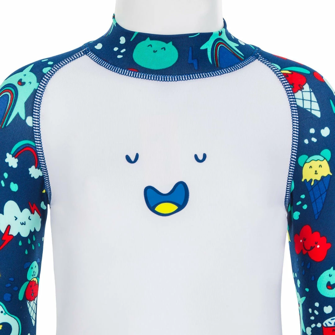 Nabaiji Kids' Swimsuit Shorty UV Protection Long-Sleeved Swimming