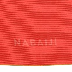 Nabaiji Swimming Microfibre Towel Size L 80 X 130 Cm - Dark Orange Striped