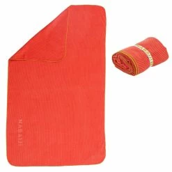 Nabaiji Swimming Microfibre Towel Size L 80 X 130 Cm - Dark Orange Striped