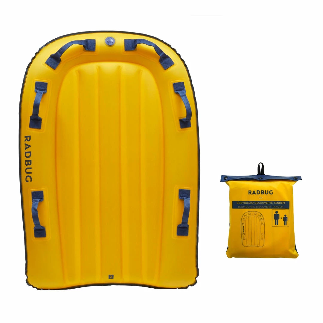 Bodyboarding Radbug Inflatable High Resistance Bodyboard Boogie 2 Person Tandem W/ Handles Adult & Kids