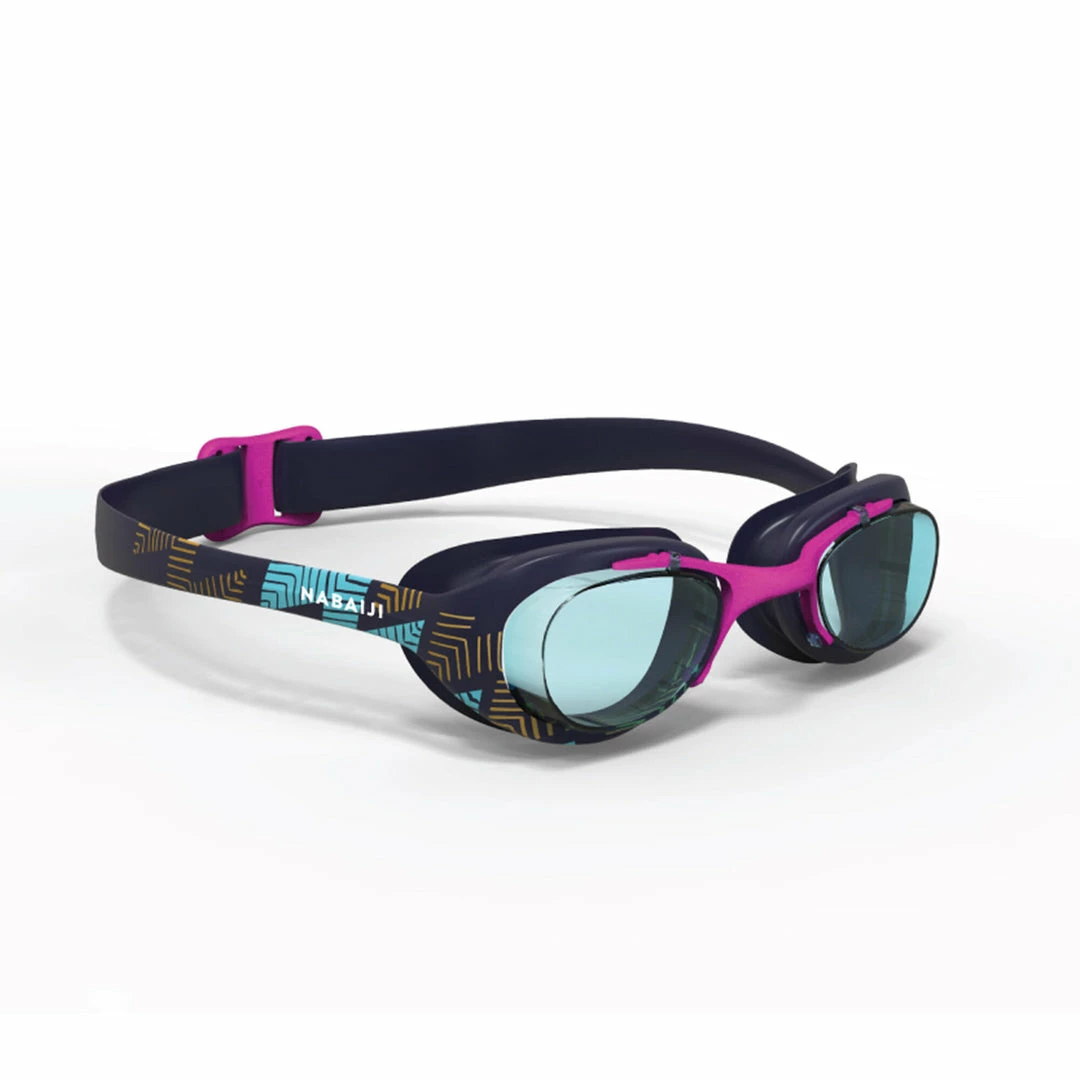 Nabaiji Swimming Goggles - Xbase Print L - Clear Lenses - Navy Blue / Red