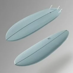 Olaian 500 Hard Top Epoxi Sufboard Mini Malibu Hybrid 7' 49L W/ FCS Type Soft Edge Fins Surfing