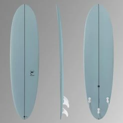 Olaian 500 Hard Top Epoxi Sufboard Mini Malibu Hybrid 7' 49L W/ FCS Type Soft Edge Fins Surfing
