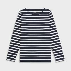 Tribord Sailing Long-sleeved Sailor's T-shirt 100 Blue White