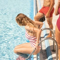 Nabaiji Swimming One-Piece Swimsuit Lila Line Red