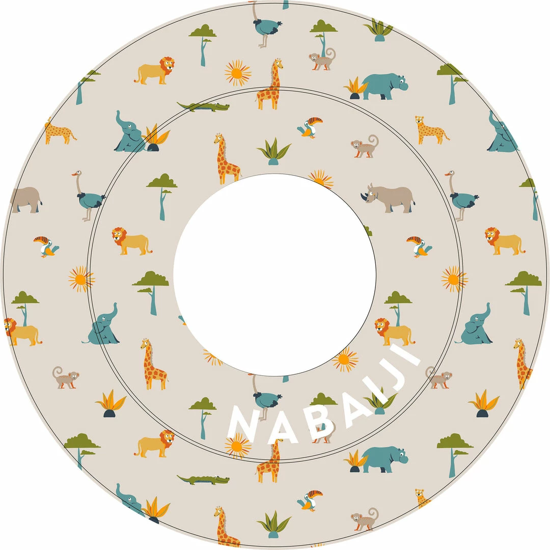Nabaiji Swimming Kids' Inflatable Swim Ring 3-6 Years 51 Cm Beige SAVANNAH Print