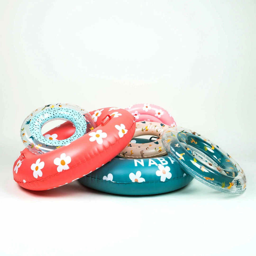 Nabaiji Swimming Kids' Inflatable Swim Ring 3-6 Years 51 Cm Beige SAVANNAH Print