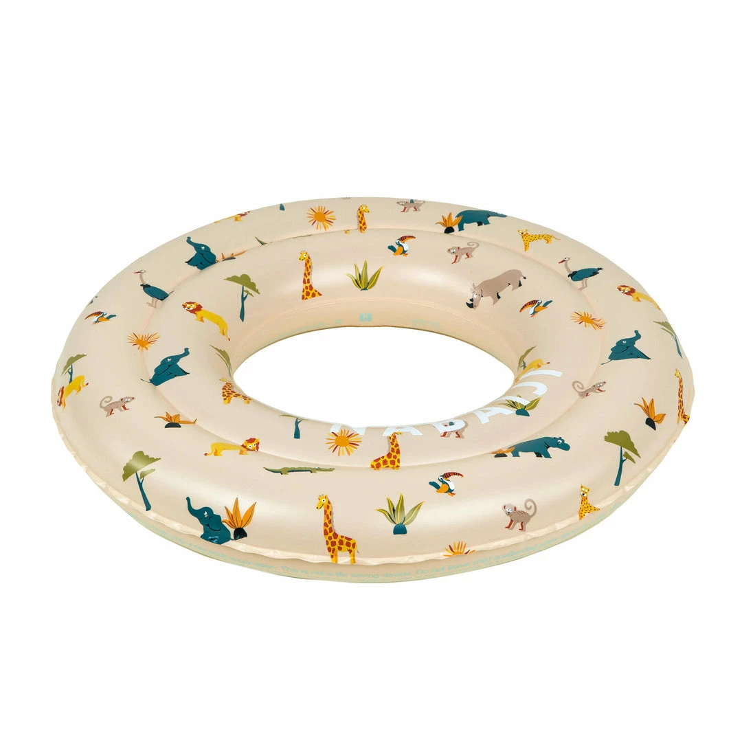 Nabaiji Swimming Kids' Inflatable Swim Ring 3-6 Years 51 Cm Beige SAVANNAH Print