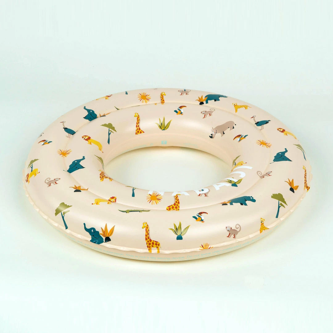 Nabaiji Swimming Kids' Inflatable Swim Ring 3-6 Years 51 Cm Beige SAVANNAH Print