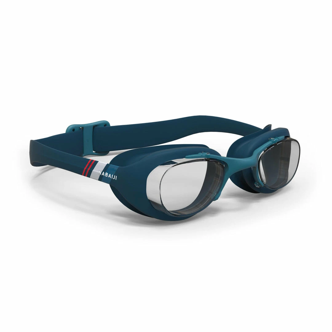 Nabaiji Swimming Goggles - Xbase Print L - Clear Lenses - Navy Blue / Red