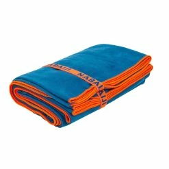 Nabaiji Swimming Microfibre Towel Size L 80 X 130 Cm - Dark Orange Striped